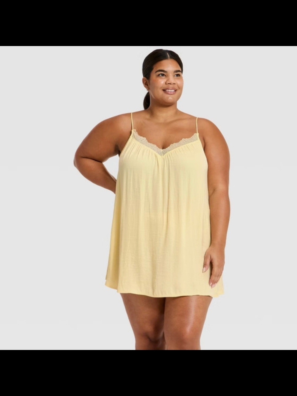 Auden Pale Yellow Lace-Trim Chemise